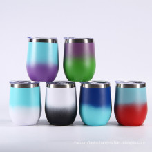 12 oz insulated wine tumbler cups stainless steel double wall gradient wine glass travel coffee tumbler with slide lid